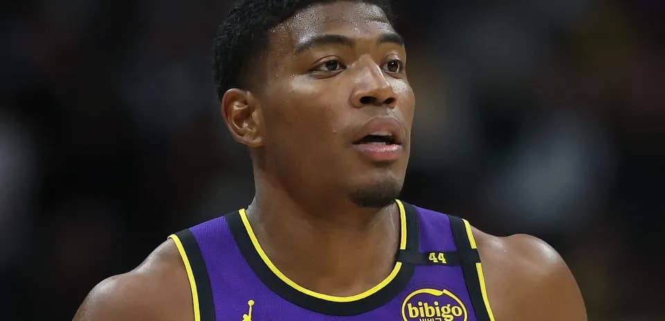 Player wearing Lakers jersey during game