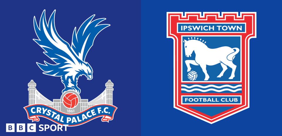 Logos of Crystal Palace and Ipswich Town football clubs