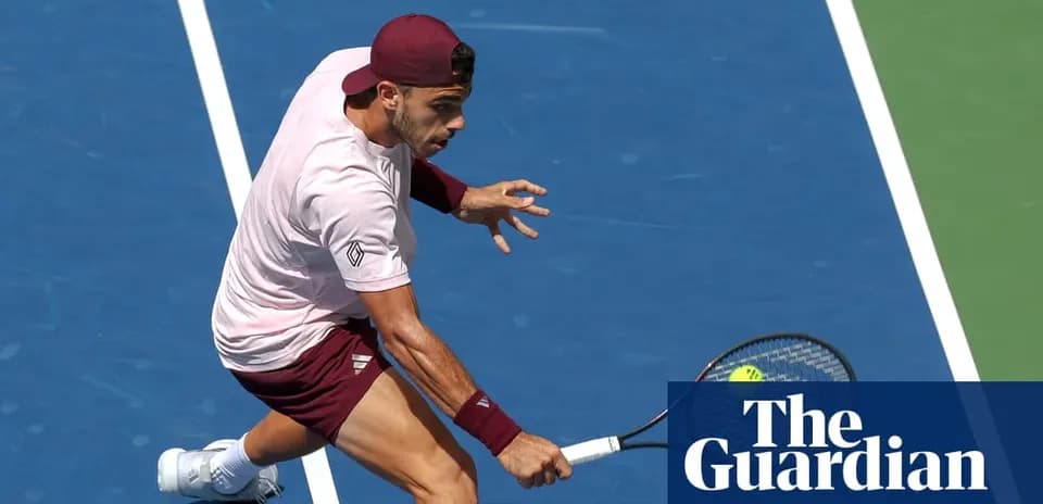 Player hitting a backhand on tennis court