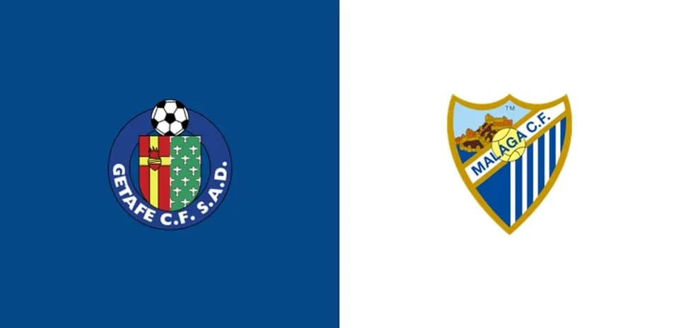 Logos of Getafe C.F. and Málaga C.F.