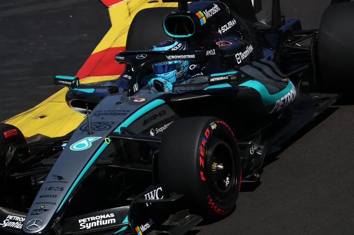 Mercedes Formula 1 car racing on track