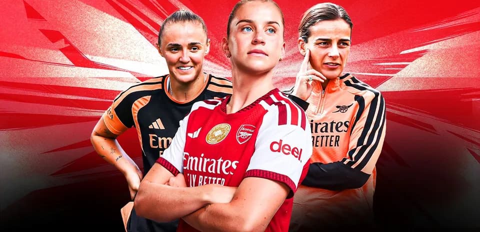 Three Arsenal women's players posing together