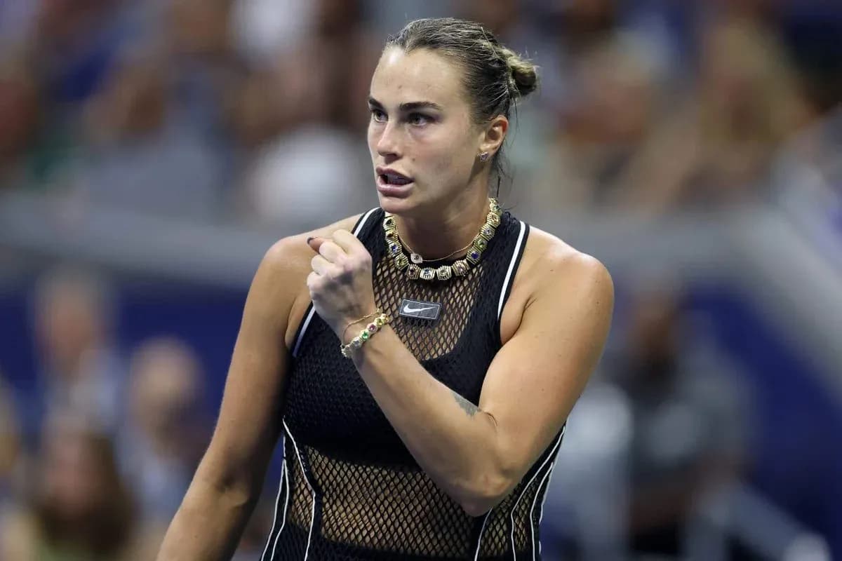 Tennis player celebrating during a match