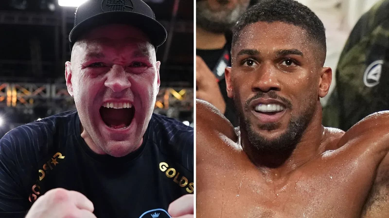Tyson Fury and Anthony Joshua celebrating after matches