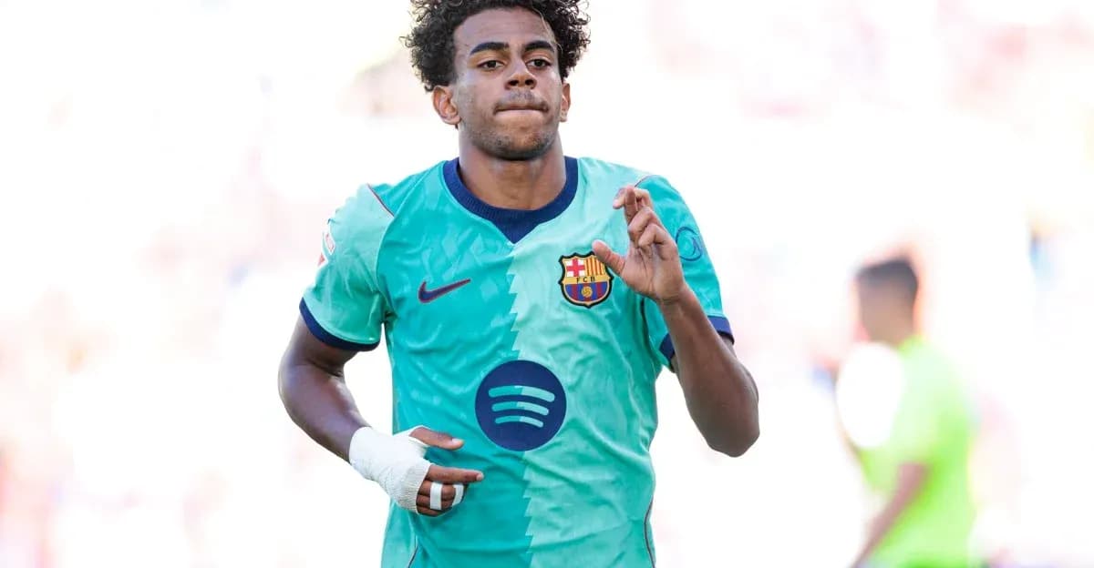 Player in Barcelona jersey celebrating on the field