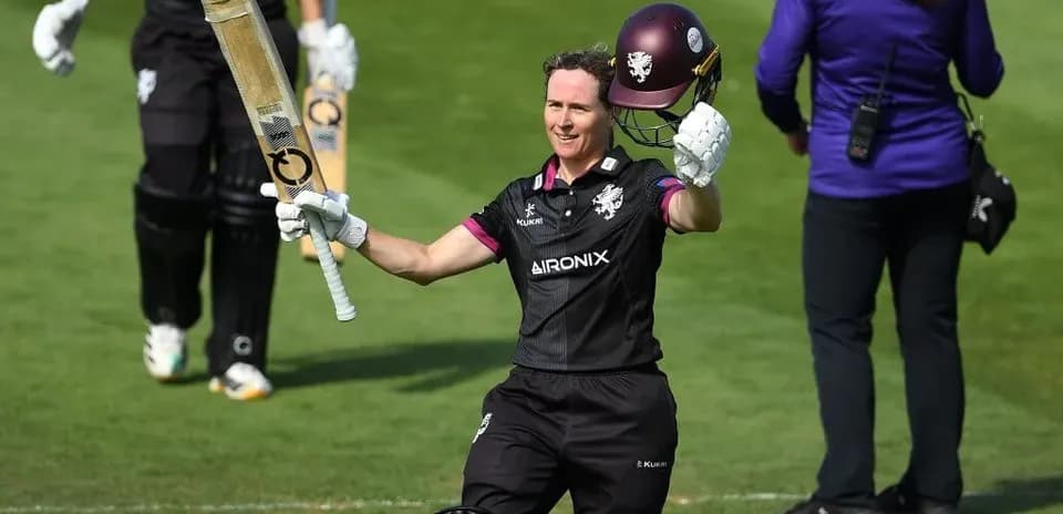 Batsman celebrating after scoring a century
