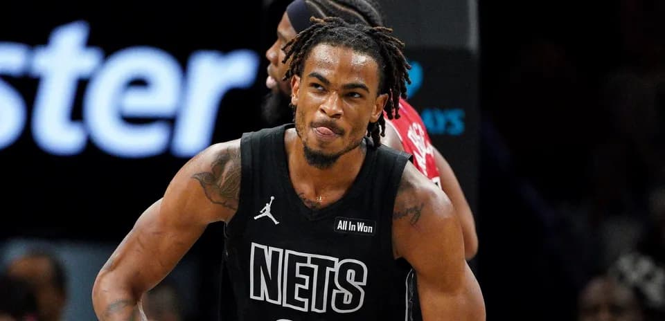Player celebrating during Brooklyn Nets game