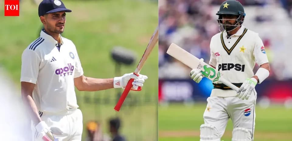 Two cricketers preparing to bat on the field