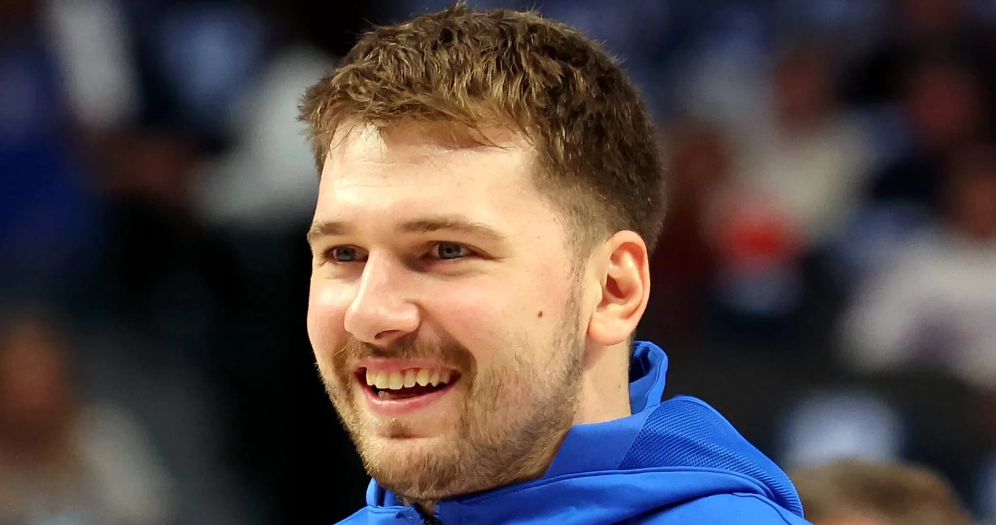 Player smiling during pre-game warm-up session