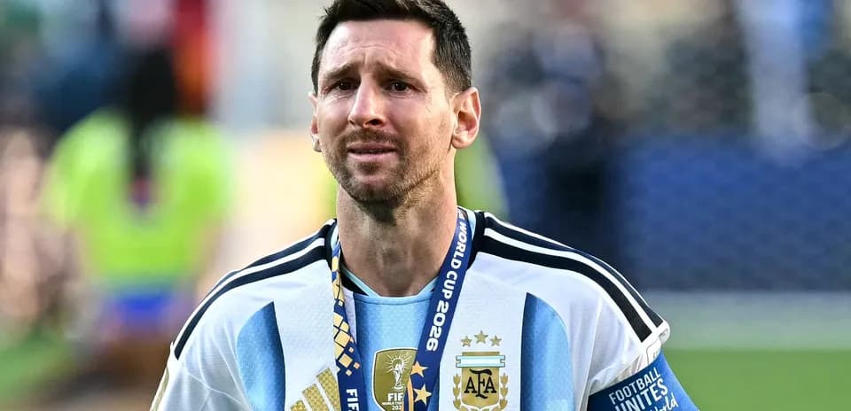 Player wearing Argentina jersey with medal after match