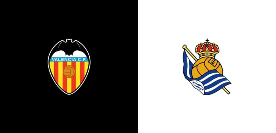 Logos of Valencia CF and Real Sociedad