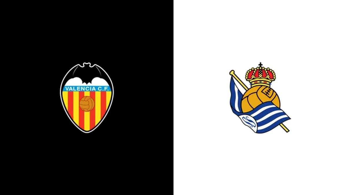 Logos of Valencia CF and Real Sociedad