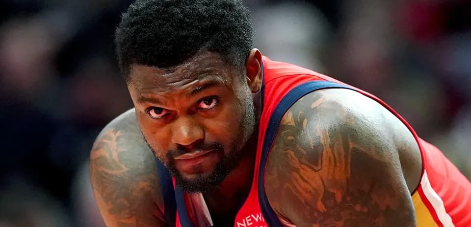 Basketball player focused during a game