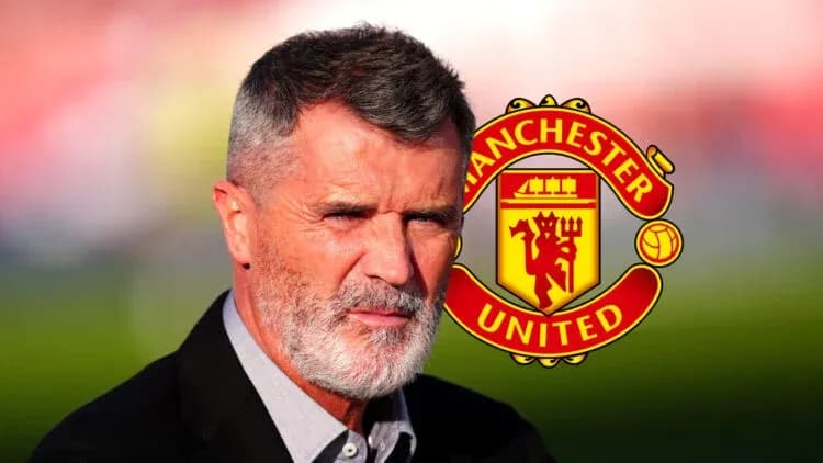 Man with beard in front of Manchester United logo