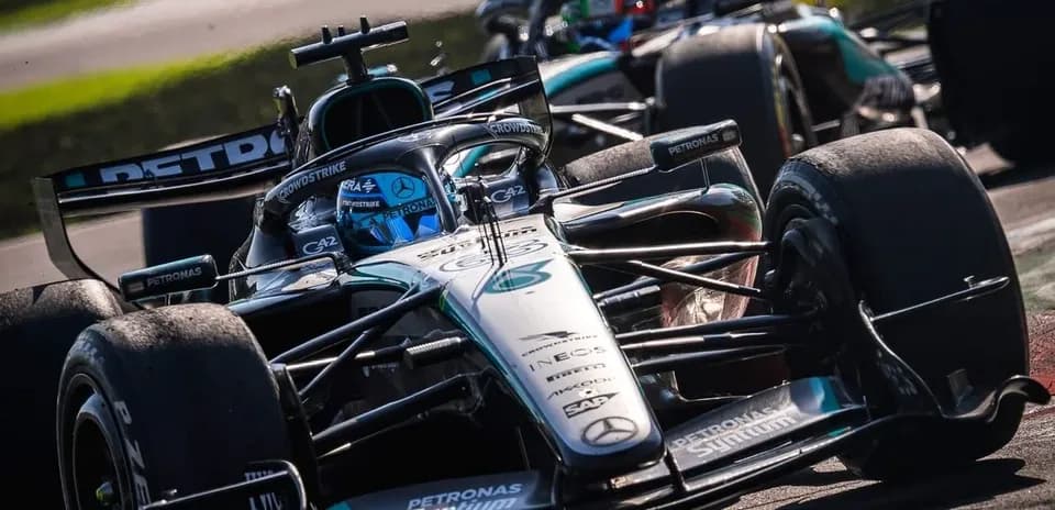 Mercedes Formula 1 car racing on track