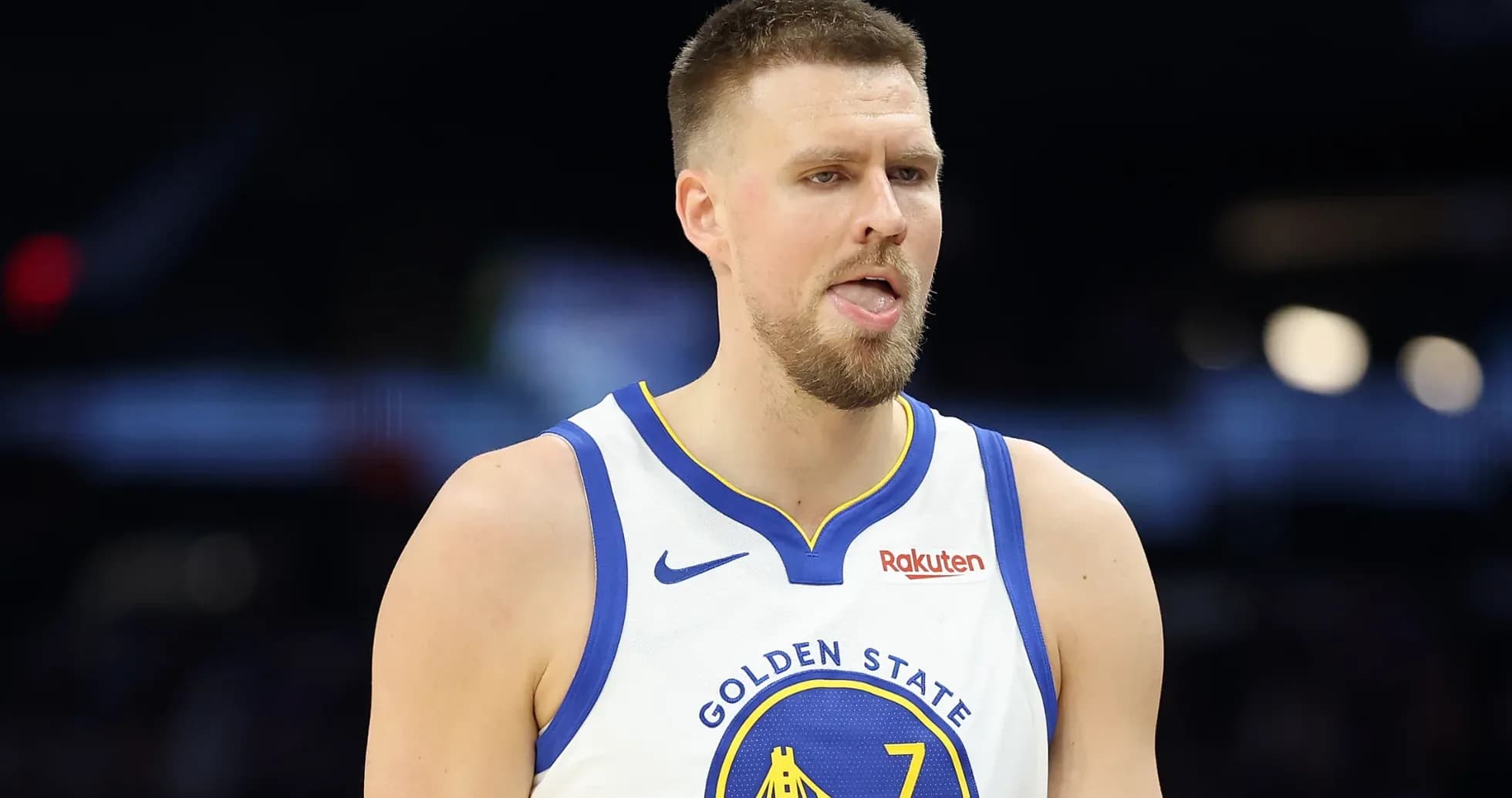 Player in Golden State Warriors jersey during game
