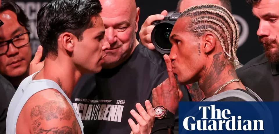 Two boxers face off during pre-fight event
