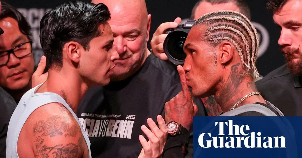 Two boxers face off during pre-fight event