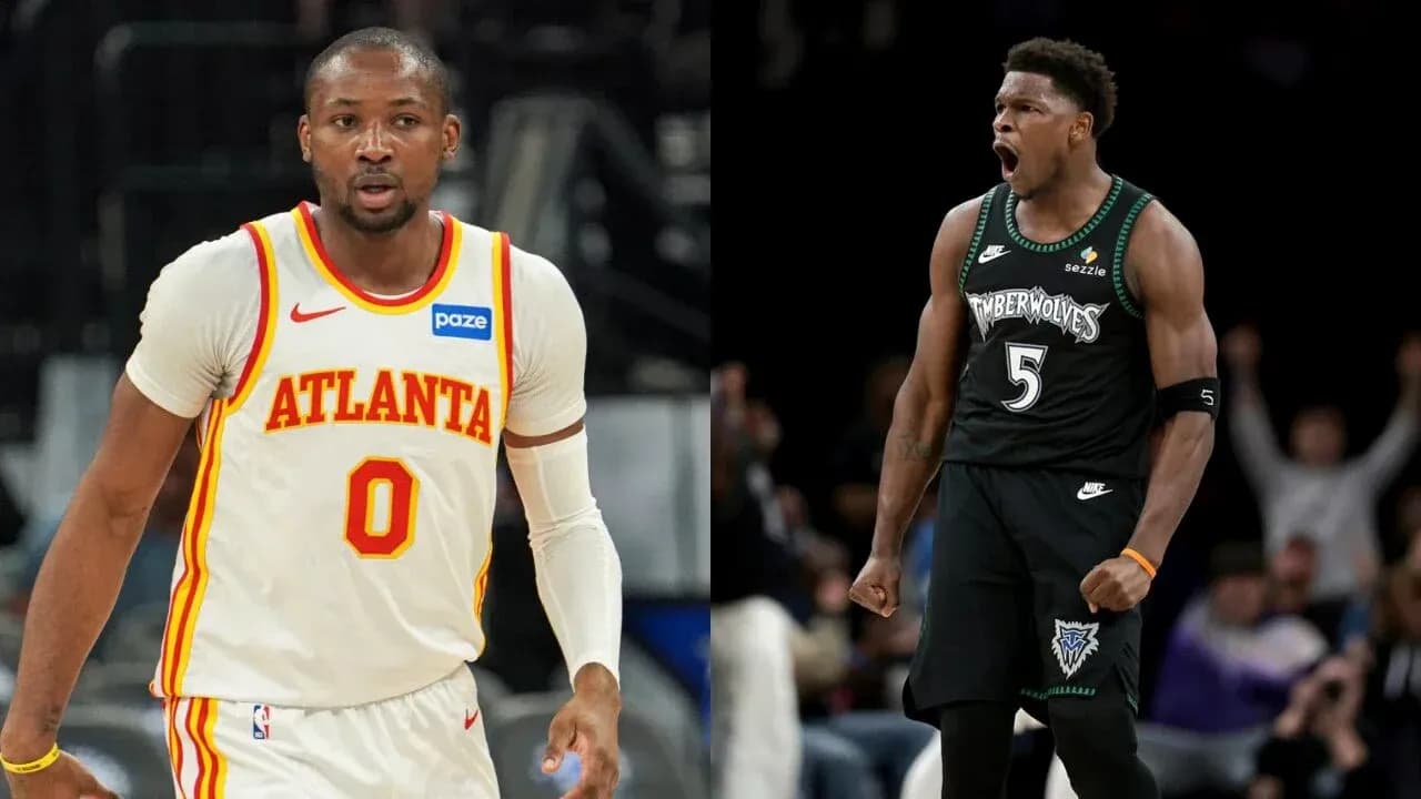 Two basketball players in action during a game