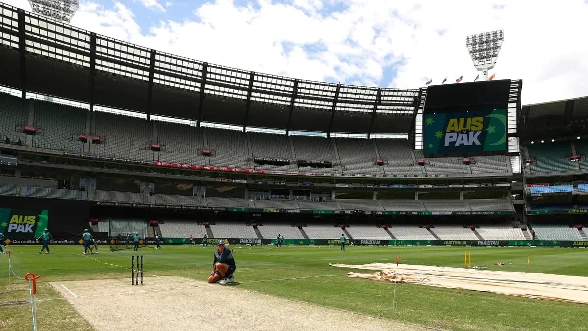 Cricket ground setup for Australia vs Pakistan match