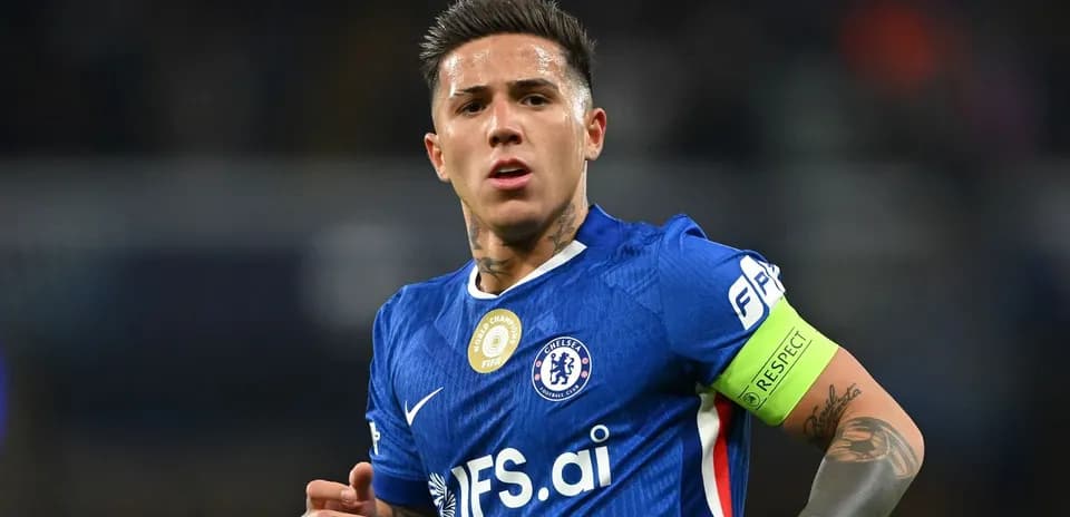 Player wearing Chelsea jersey with captain's armband