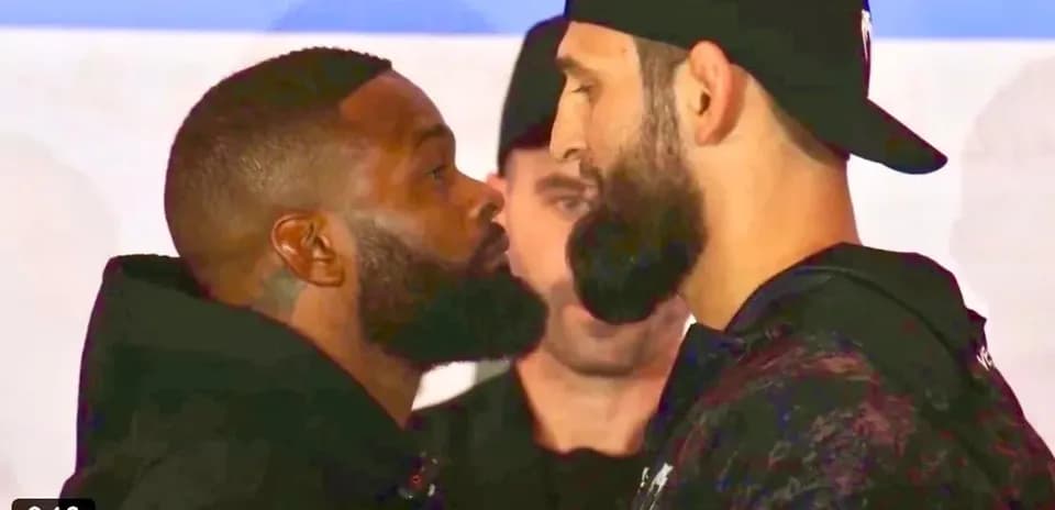 Two fighters face-off during pre-fight event