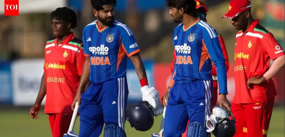 Indian cricketers walking off the field after innings