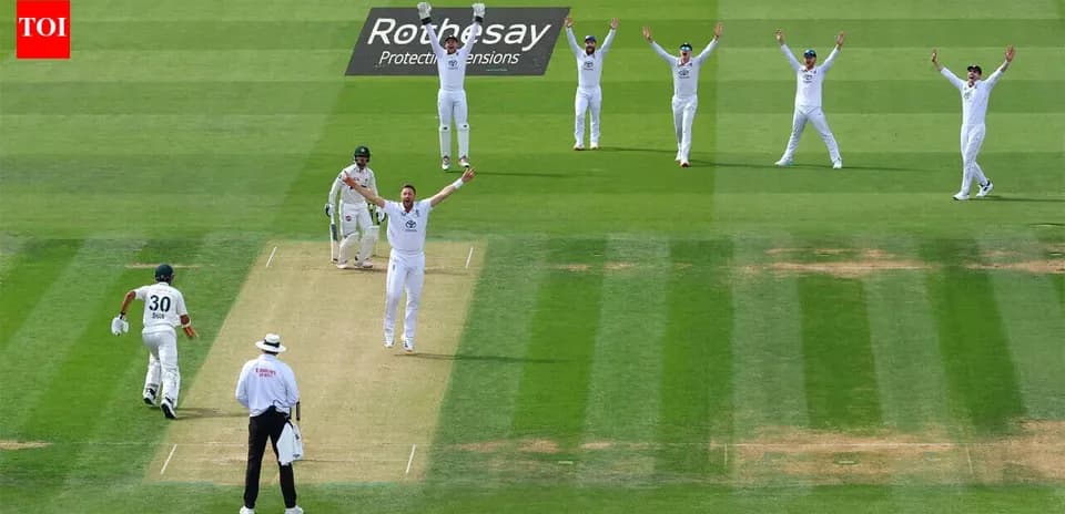 Bowlers celebrating a wicket during cricket match