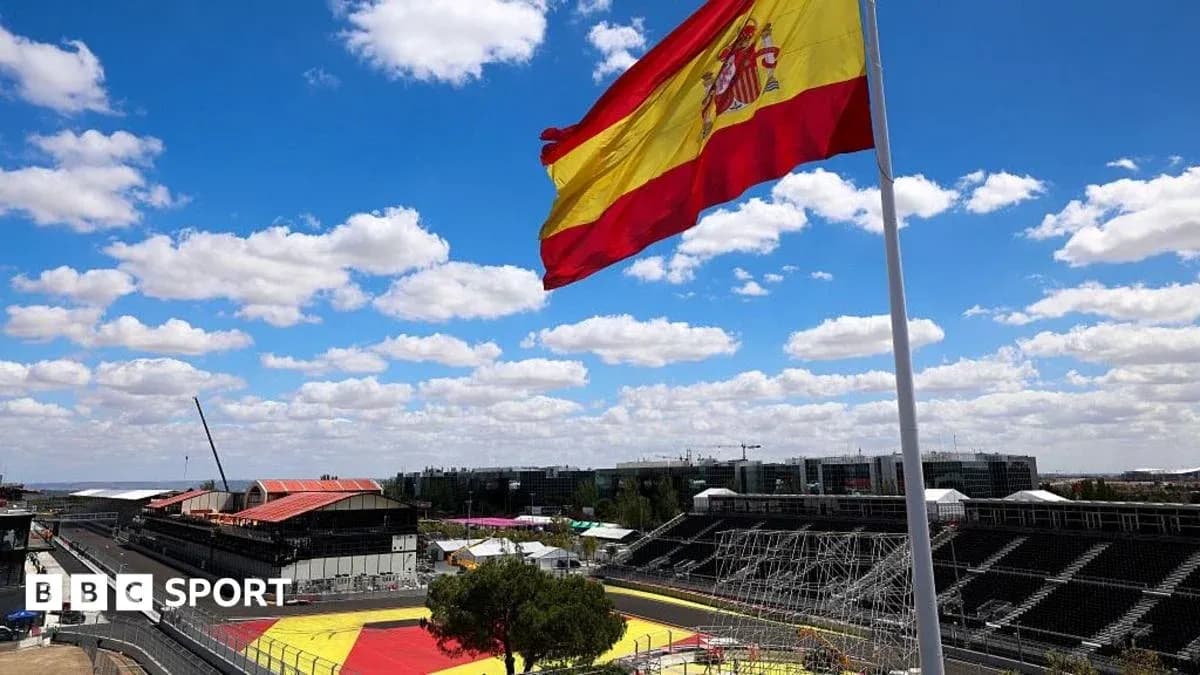 Spanish flag waving at a racetrack venue