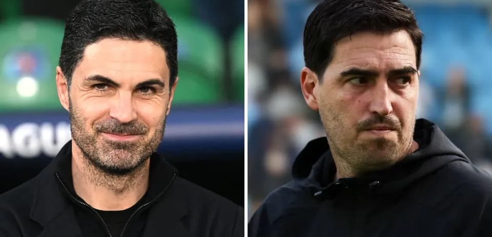 Two football managers in separate close-up shots