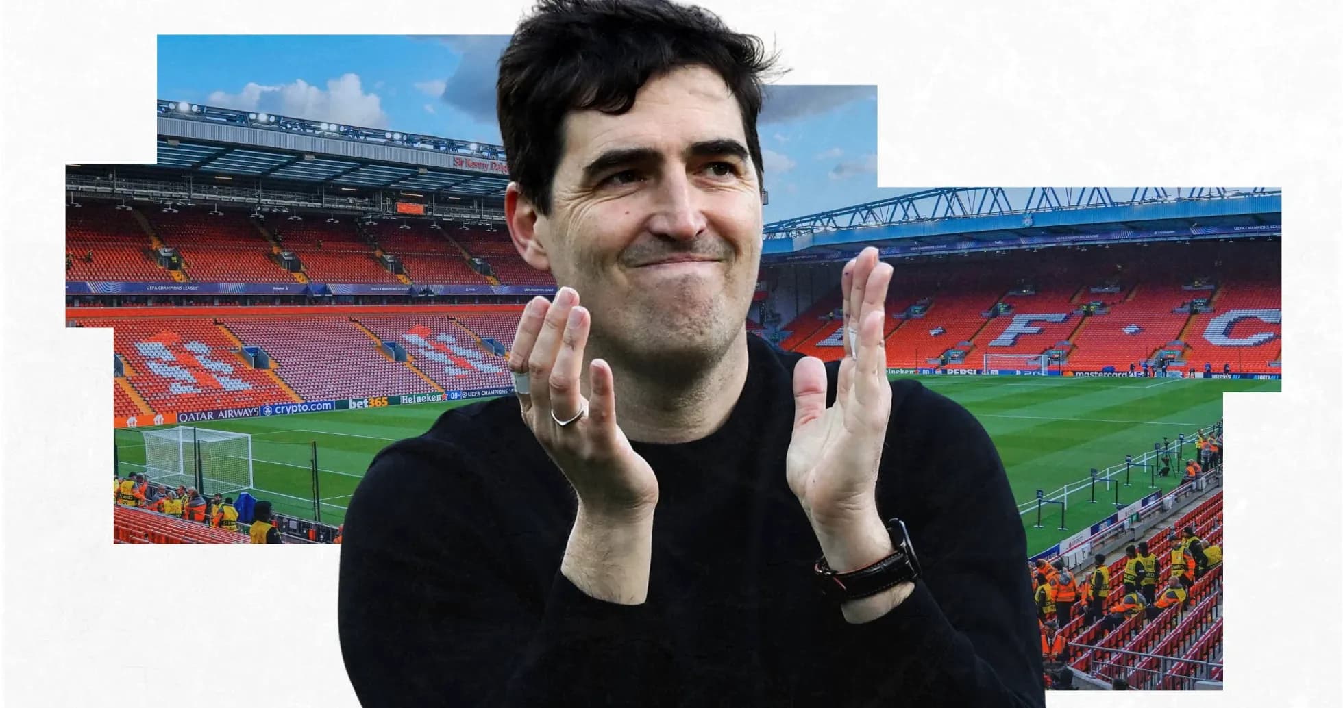 Person applauding in empty stadium stands