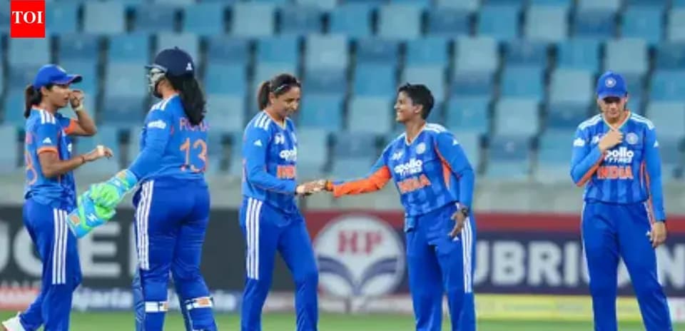 Indian women's cricket team celebrating during a match