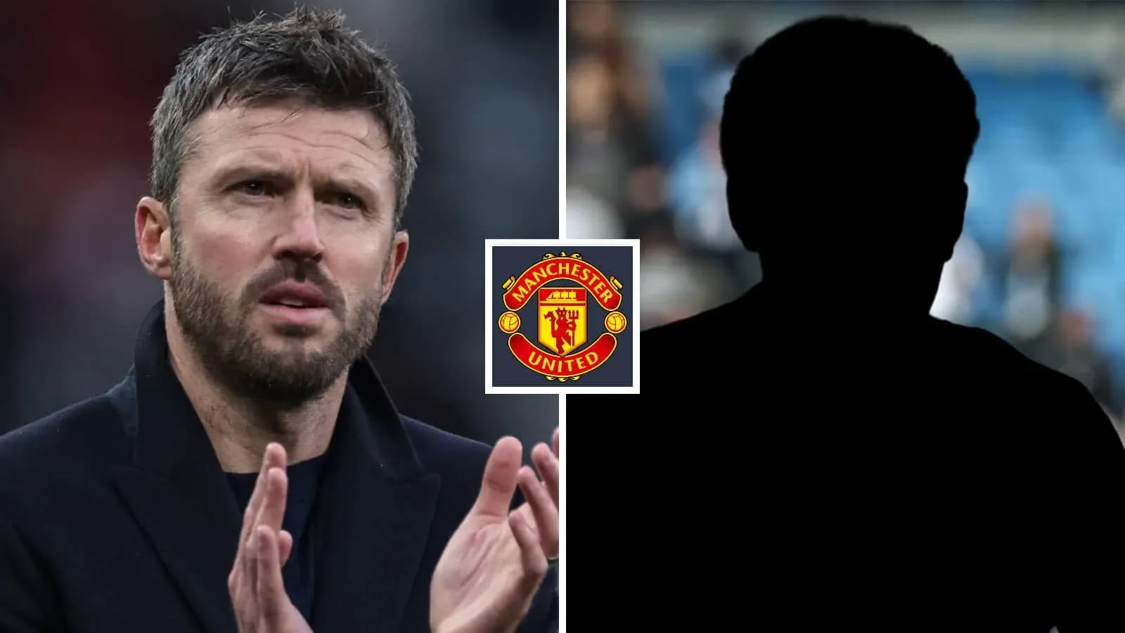 Coach gesturing with Manchester United logo background