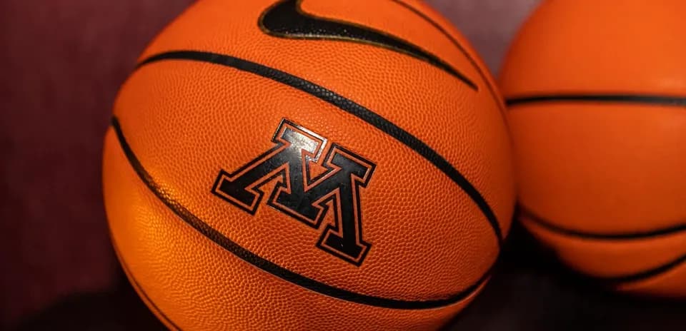 Two basketballs with Minnesota logo and Nike branding