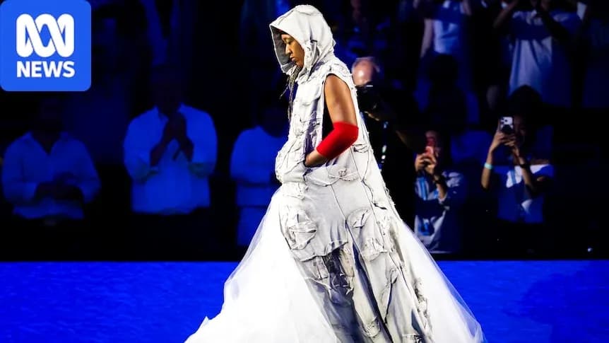 Person wearing a unique dress on stage
