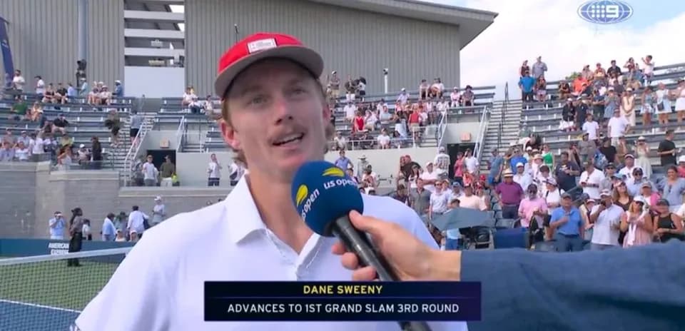 Dane Sweeny interviewed after advancing in tournament