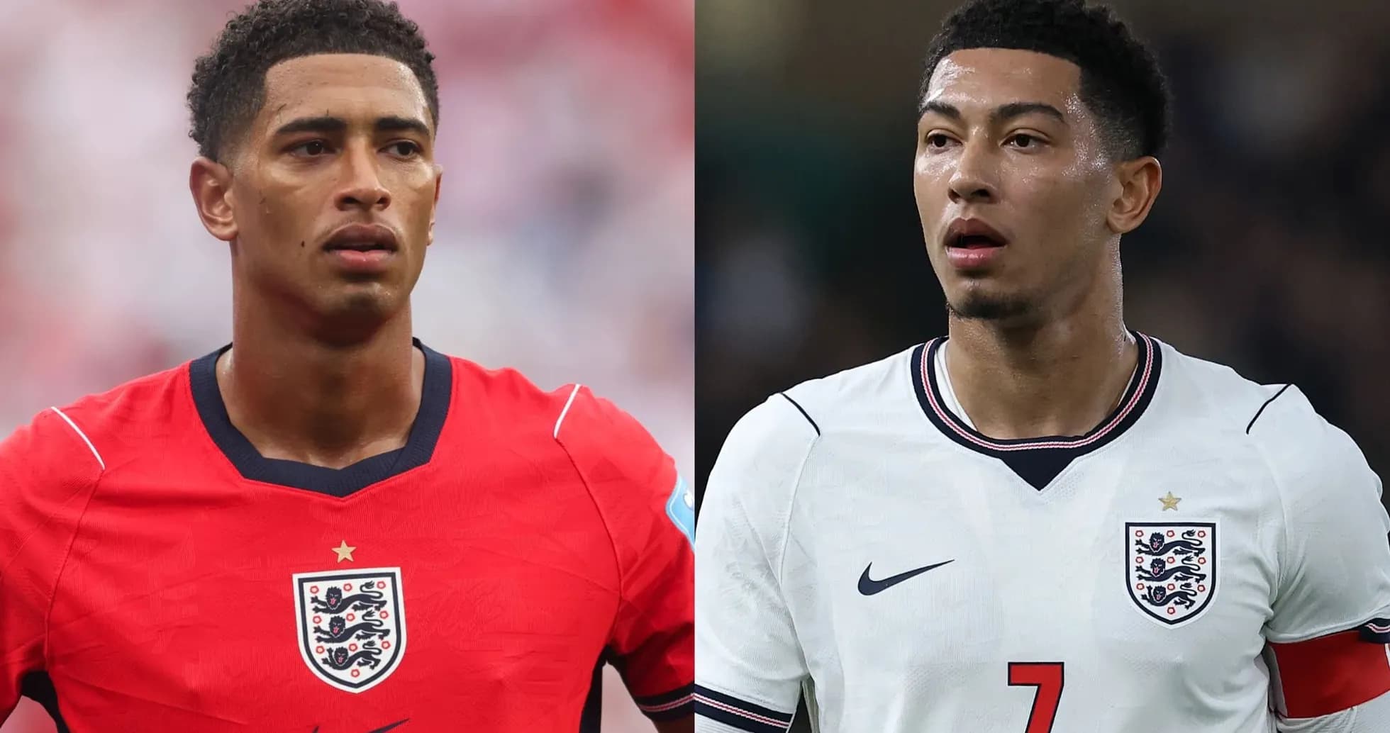 Two England football players in different kits