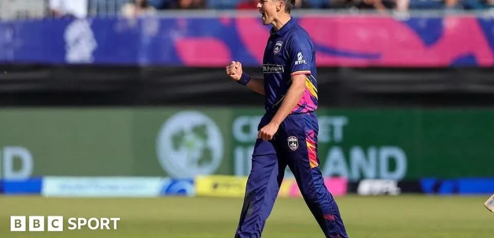 Bowler celebrating after taking a wicket during match