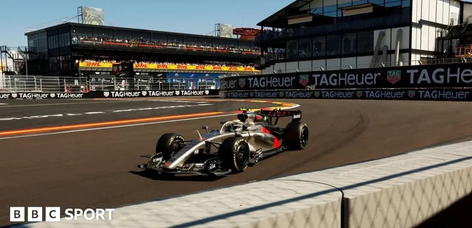 Formula 1 car navigating a corner on track