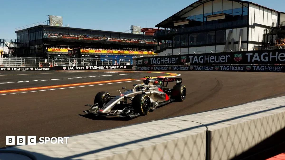 Formula 1 car navigating a corner on track