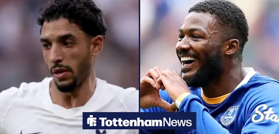 Two football players in action for Tottenham and Everton