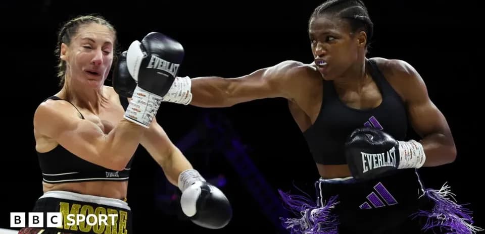 Boxer delivering a punch during match action
