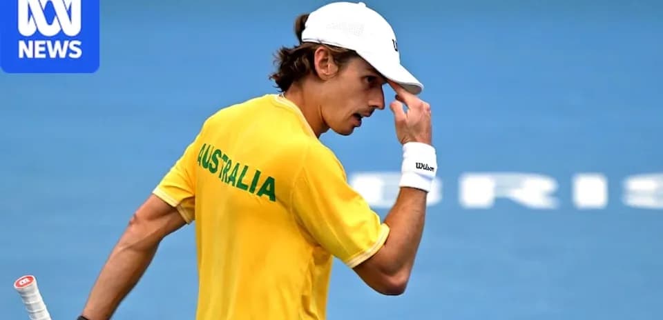 Tennis player in Australia jersey during match