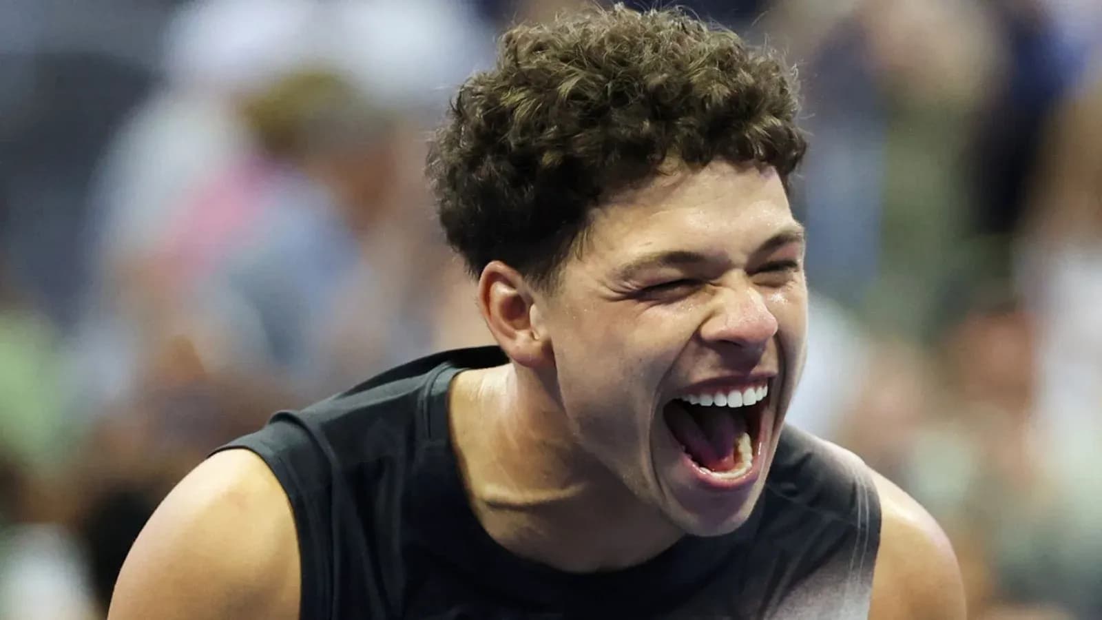 Player celebrating after winning a point in match