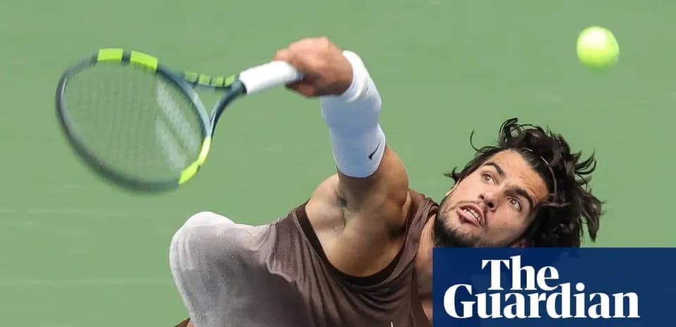 Player serving during a tennis match