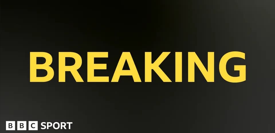 Breaking news graphic from BBC Sport