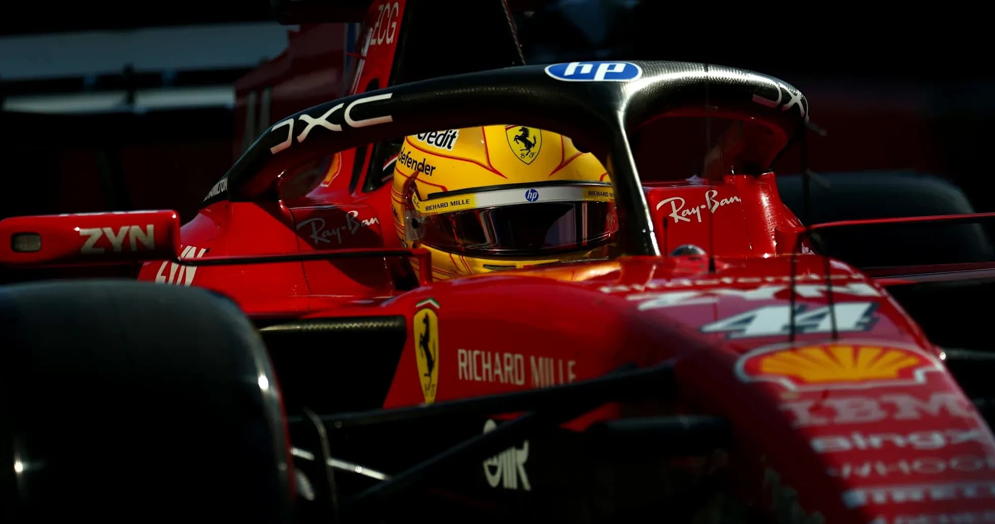 Driver in Ferrari car during Formula 1 session