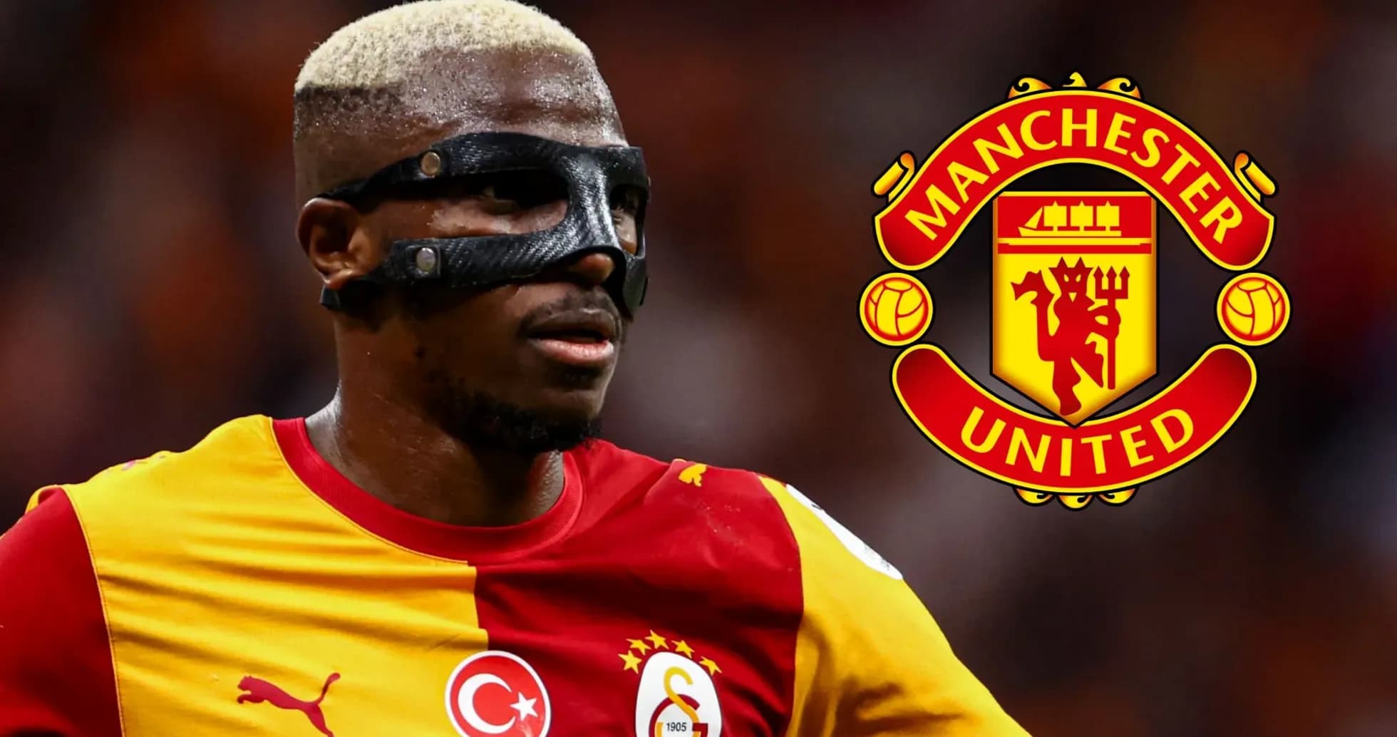 Player wearing a mask in Galatasaray jersey
