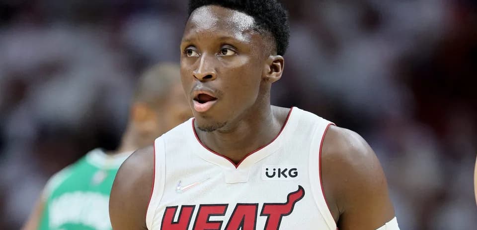 Player in Miami Heat jersey during basketball game