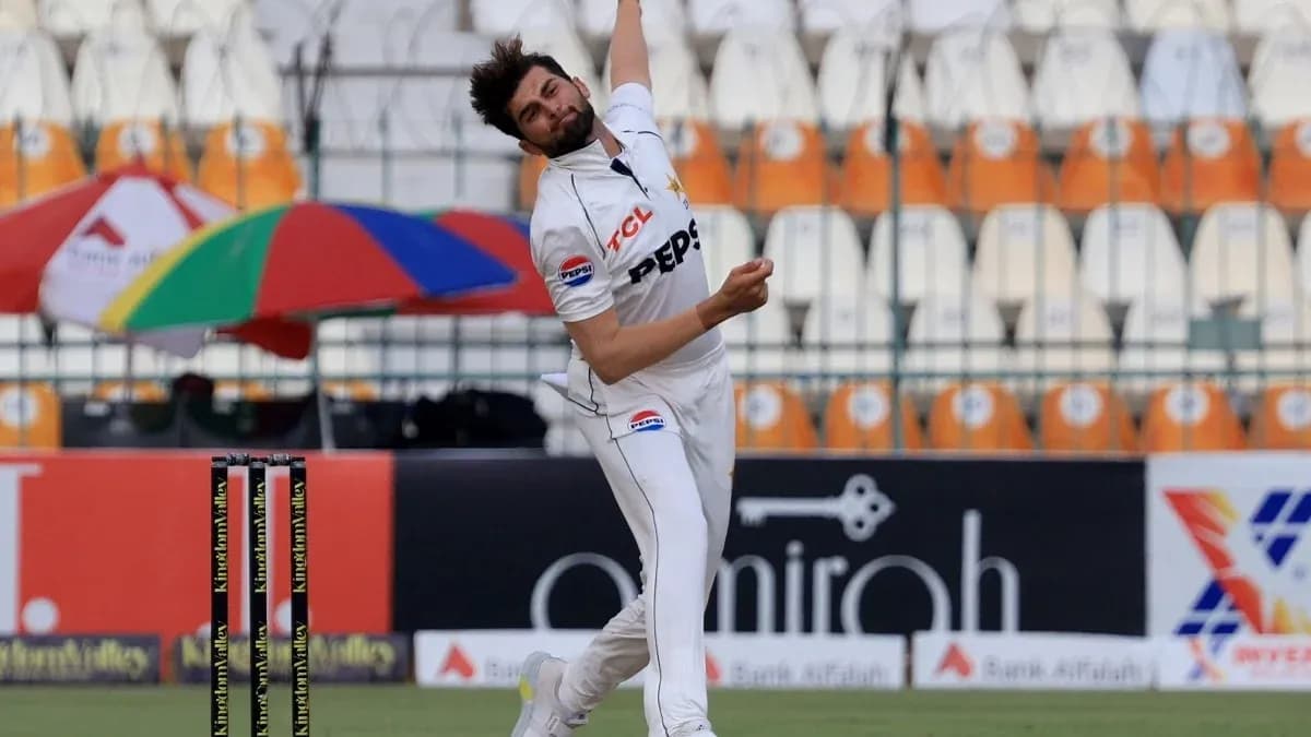 Bowler delivering a ball during a cricket match